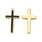 304 Stainless Steel Enamel Pendants, Real 18K Gold Plated, Cross, Black, 40x22x1.5mm, Hole: 2mm