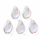 Transparent Spray Painted Glass Pendants, AB Color Plated, Petaline, Gainsboro, 16x9.5x2mm, Hole: 1mm
