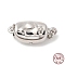 Rhodium Plated 925 Sterling Silver Bayonet Clasps, Oval with Footprint Pattern, with 925 Stamp, Real Platinum Plated, 16.5x8x5.5mm, Hole: 1.5mm