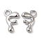 Brass Charms, Real Platinum Plated, Letter F, 13.5x7.5x2.5mm, hole: 2mm