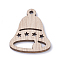 Undyed Wooden Pendants, Bell with Star, BurlyWood, 30.5x24.5x2mm, Hole: 2mm