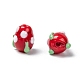 Ручной работы Lampwork 3 d клубника шарики LAMP-R109A-M-3
