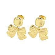 Женские серьги-гвоздики из латуни с бантом и стойкой EJEW-Z051-03G