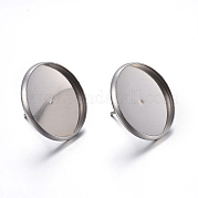 Плоские круглые серьги-гвоздики из нержавеющей стали 304 STAS-I323-6mm-P
