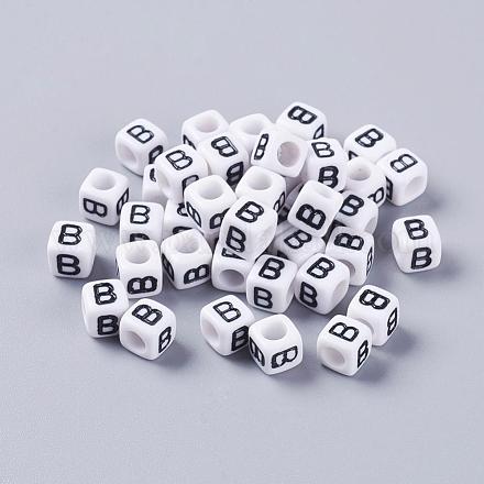 6 мм письмо б куб акриловые бусины X-PL37C9308-B-1