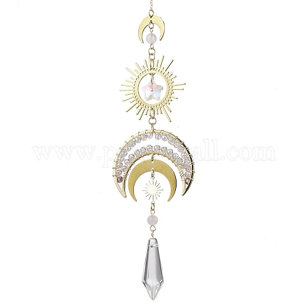 Подвесные ловцы солнца из лунной латуни и нержавеющей стали 304 HJEW-TA00159-1