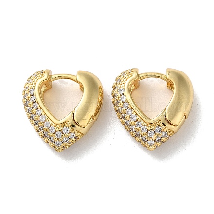 Женские серьги-кольца из латуни с фианитами EJEW-M258-05G-1