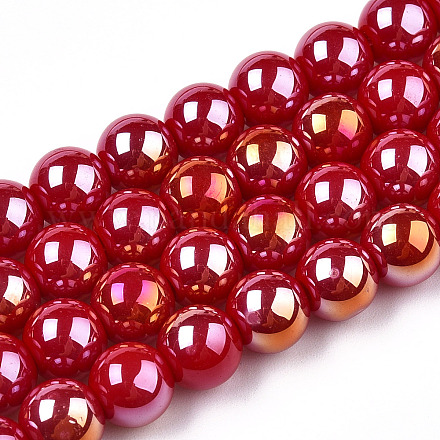 Гальванические непрозрачные стеклянные бусины X-GLAA-T032-P6mm-AB04-1