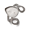 304 Stainless Steel Open Cuff Findings, Bezel Cup Ring Settings, Teardrop, Stainless Steel Color, Tray: 14x10mm, 6.5mm, Inner Diameter: 18mm