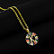 Brass Pave Colorful Cubic Zirconia Initial Ring Pendant Necklaces, 304 Stainless Steel Cable Chain Necklaces, Golden, Letter K, 17.72 inch(45cm)
