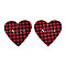 Christmas Theme Single-Sided Printed Wood Big Pendants, Tartan Heart Charm with Hollow Word Noel, Red, 80x79x2mm, Hole: 3.5mm