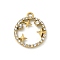 304 Stainless Steel Rhinestone Pendants, Star, Golden, Flat Round, 19.5x16.5x3.5mm, Hole: 1.8mm