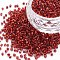 Glass Bugle Beads, Silver Lined, FireBrick, 1.8~2.2x1.8~2mm, Hole: 0.8~0.9mm, about 15000pcs/pound
