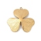 304 Stainless Steel Pendants, Ion Plating(IP), Irish Charms, Shamrock, Real 18K Gold Plated, 30.5x31x4.5mm, Hole: 2mm