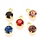 Glass Rhinestone Charms, with Brass Settings, Golden, 6.5x4x3.5mm