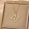 304 Stainless Steel Heart Initial Pendant Necklaces for Women Men, Golden, Letter V, 15.75~17.72 inch(40~45cm)