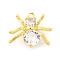 Rack Plating Brass Micro Pave Cubic Zirconia Pendants, Long-Lasting Plated, Lead Free & Cadmium Free, Spider, Real 18K Gold Plated, 14x17x4mm, Hole: 1.5mm