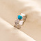 Round Synthetic Turquoise Finger Rings, 304 Stainless Steel Cuff Ring for Unisex, Inner Diameter: 17mm