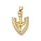 Rack Plating Brass Micro Pave Cubic Zirconia Pendants, Long-Lasting Plated, Lead Free & Cadmium Free, Anchor Charms, Real 18K Gold Plated, 22.5x15x5mm, Hole: 3.5x4mm
