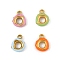 304 Stainless Steel Enamel Charms, PVD Vacuum Plating, Real 18K Gold Plated, Donut Charm, Mixed Color, 11.5x9x3mm, Hole: 1.4mm
