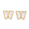 Alloy Glass Pendants, Butterfly, Faceted, Light Gold, Clear, 19x23x5mm, Hole: 2mm