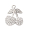 Brass Micro Pave Cubic Zirconia Pendants, Cherry Charms, Rack Plating, Long-Lasting Plated, Cadmium Free & Lead Free, Clear, 16x13x3mm, Hole: 1.2mm