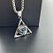 Retro 304 Stainless Steel Deep Sky Blue Triangle Evil Eye Pendant Men's Necklaces, Stainless Steel Color