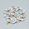 Opalite Pendants, with Brass Findings, Double Horn/Crescent Moon, Golden, 12x16x4mm, Hole: 1.5mm