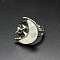 Moon & Star Natural Quartz Crystal Adjustable Rings, Brass Jewely for Women, Inner Diameter: Adjustable