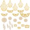 SUNNYCLUE 1 Box 50Pcs 5 Styles Real 18K Gold Plated Filigree Joiners Links Charm Flower Branch Teardrop Connectors Links for DIY Earring Necklace Bracelet Jewellery Making