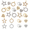40Pcs 8 Style Alloy Rhinestone Pendants, with Crystal Rhinestone, Star & Heart & Heart Charms, Platinum & Golden, 13.5~23x15~21x1.5~2mm, Hole: 1.5~2mm, 2Pcs/style