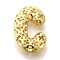 Brass Pendants, Hollow Letter Charms, Rack Plating, Long-Lasting Plated, Cadmium Free & Lead Free, Letter C, 21x14x6.5mm, Hole: 5x2.7mm