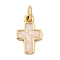 Brass Enamel Charms, Cross Charm, with Jump Ring, Lead Free & Cadmium Free, Long-Lasting Plated, Real 18K Gold Plated, Rack Plating, PeachPuff, 12x7x2mm, Hole: 2mm