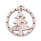 Undyed Wood Big Pendants, Flat Round with Christmas Tree, BurlyWood, 68.5x64x2.5mm, Hole: 2.5mm