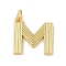 Brass Pendants, with Jump Ring, Letter Charms, Rack Plating, Long-Lasting Plated, Cadmium Free & Lead Free, Real 18K Gold Plated, Letter M, 15x15x1.5mm, Hole: 3.5mm