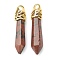 Bullet Natural Mahogany Obsidian Pointed Pendants, with Platinum Tone Alloy Findings, 33~40x8~10mm, Hole: 3x2mm