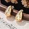 Teardrop Brass Micro Pave Clear Cubic Zirconia Stud Earrings, with Silicone Earplugs, Real 18K Gold Plated, Round, 20.5x12mm