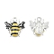Alloy Enamel Pendants, Cadmium Free & Lead Free, Bees, Platinum Color, Black, about 18mm long, 17mm wide, 3mm thick, hole: 2mm