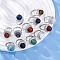 Natural & Synthetic Mixed Gemstone Round Adjustable Finger Rings, Platinum Brass Ring, Rack Plating, Long-Lasting Plated, Round: 21mm, Inner Diameter: US Size 8 1/2(18.5mm)