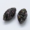 Polymer Clay Rhinestone Beads, with Natural Tourmaline Chip Beads, Oval, 30~32x15~16mm, Hole: 1mm
