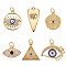 6Pcs 6 Style Brass Micro Pave Cubic Zirconia Pendants, Long-Lasting Plated, with Enamel, Cadmium Free & Lead Free, Mixed Shape, Mixed Color, 10~22x10.5~20x2~3.5mm, Hole: 1.5~3.6mm, 1pcs/style