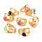 Brass Enamel Cuff Rings, Open Rings, Cadmium Free & Nickel Free & Lead Free, Teardrop, Real 16K Gold Plated, Mixed Color, US Size 6 3/4(17.1mm)