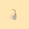 316L Surgical Stainless Steel Micro Pave Clear Cubic Zirconia L-Shaped Nose Rings, Stainless Steel Color, Heart, 7mm, Pin: 0.8mm