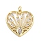 Rack Plating Brass Clear Cubic Zirconia Pendants, with Jump Ring, Long-Lasting Plated, Lead Free & Cadmium Free, Heart with Eye, Real 18K Gold Plated, 23x22.5x3mm, Hole: 3mm