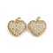 Brass Micro Pave Cubic Zirconia Pendants, Heart, with Jump Ring, Real 16K Gold Plated, 15.5x15.5x6mm, Hole: 3.5mm
