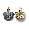 Brass Cubic Zirconia Pendants, Cadmium Free & Lead Free, Bear Charms, Real 18K Gold Plated, Light Sky Blue, 16x18.5x6.5mm, Hole: 3.5x6mm
