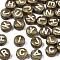 Acrylic Beads, Horizontal Hole, Mixed Letter, Flat Round, White, 7x4mm, Hole: 1mm, about 3700pcs/500g