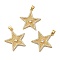 Rack Plating Brass Pave Cubic Zirconia Pendants, Lead Free & Cadmium Free, Real 18K Gold Plated, Long-Lasting Plated, Star Charm, Clear, 26x25x3mm, Hole: 4x3.5mm
