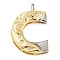 Brass Pendants, Cadmium Free & Nickel Free & Lead Free, Real 18K Gold Plated And Platinum, Letter Charms, Letter C, 28x19x4mm, Hole: 3.5x2mm