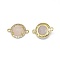 Natural Rose Quartz Links connectors, with Brass Findings and Cubic Zirconia, Faceted, Half Round, Golden, 18~18.5x13~13.5x4~4.5mm, Hole: 1.5mm